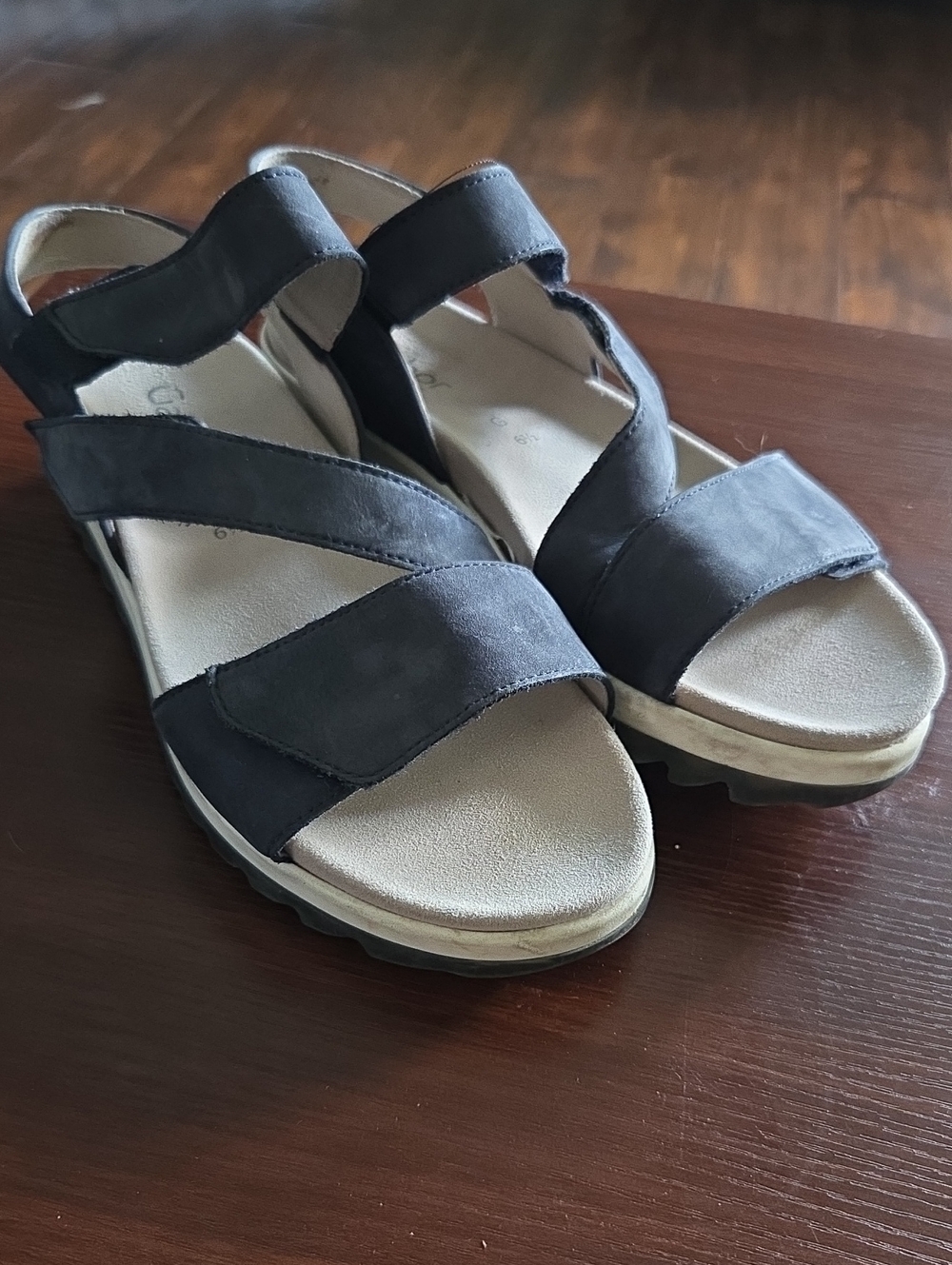 Gabor Verity Navy Strappy Comfort Sandals Velcro Orthotics Sz 9